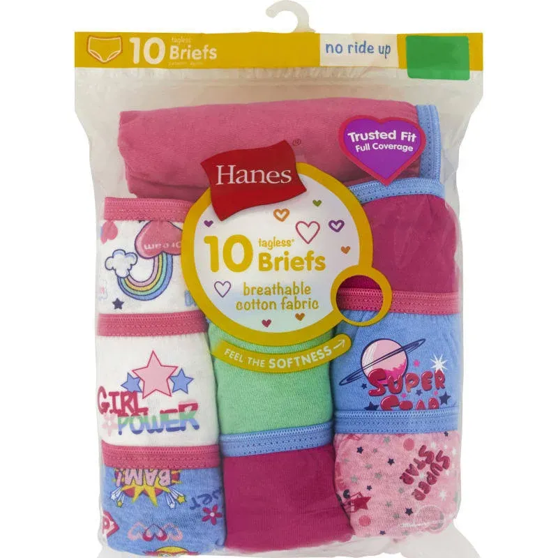 Hanes Girls 10Pk. Comfort Soft 100% cotton Briefs Set ||P000725890||