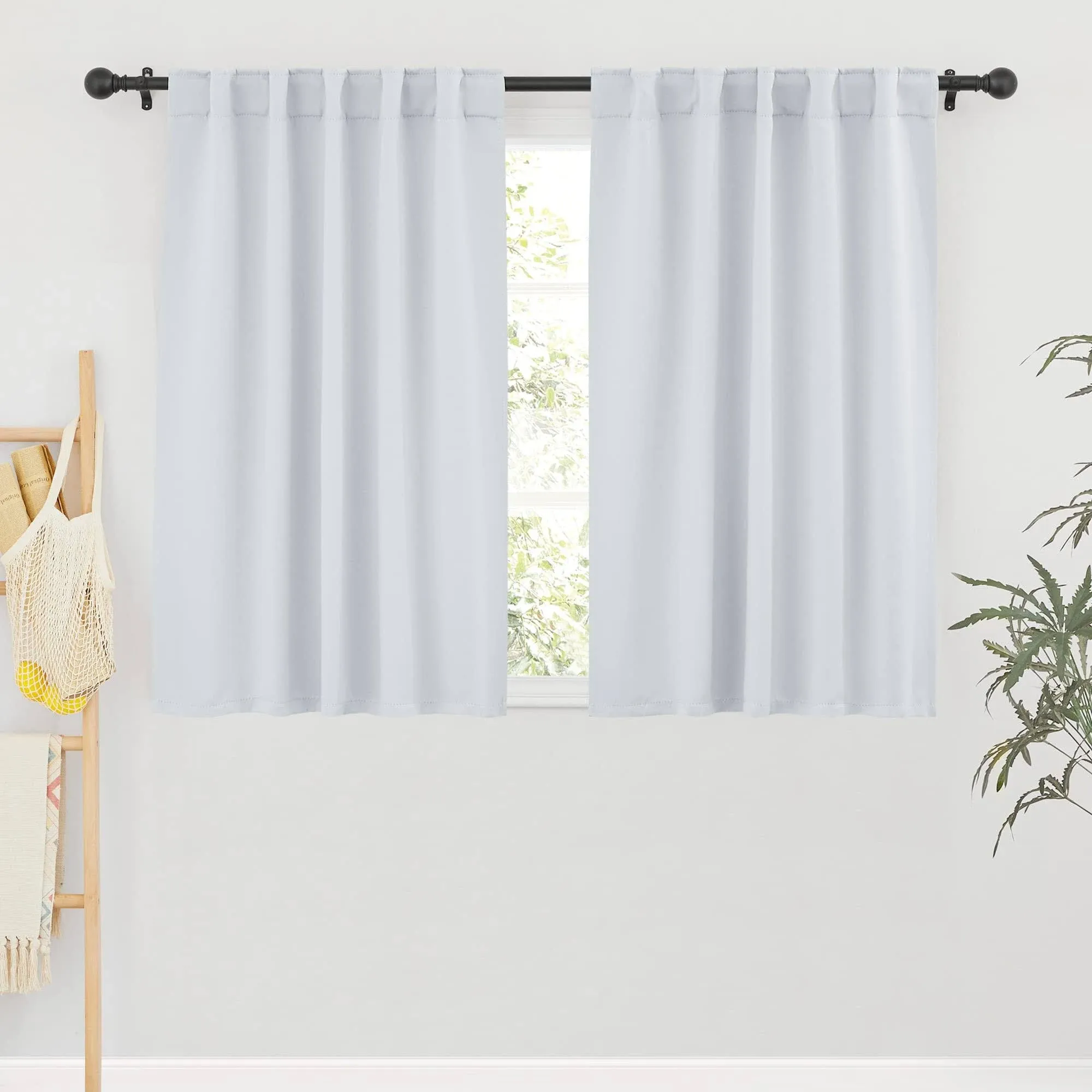 RYB Home White Curtains for Bedroom Room Darkening Drapes Thermal Insulated Panels for Living Room Window Dressing Back Tab An