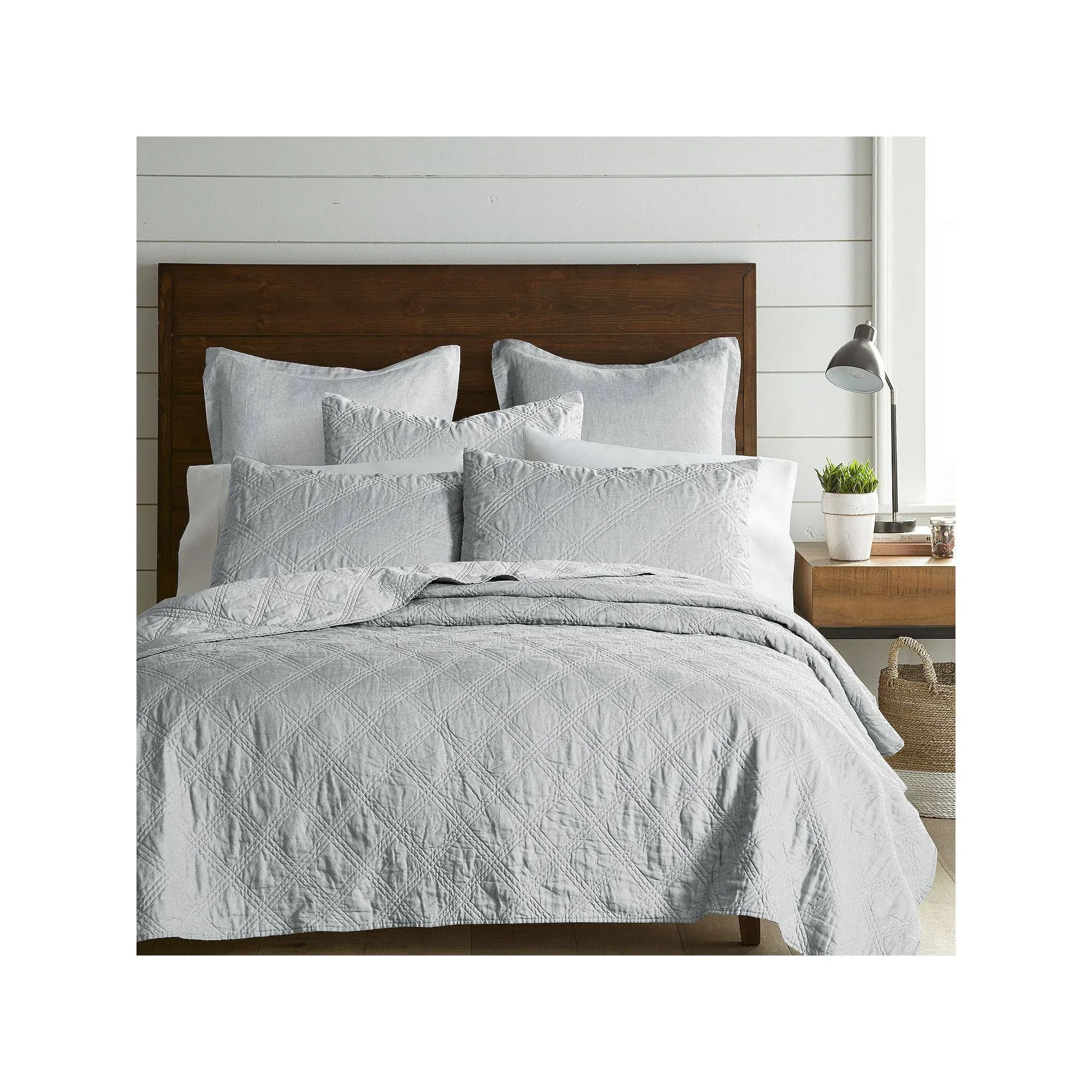 Washed Linen Light Grey Full/Queen Quilt - Levtex Home