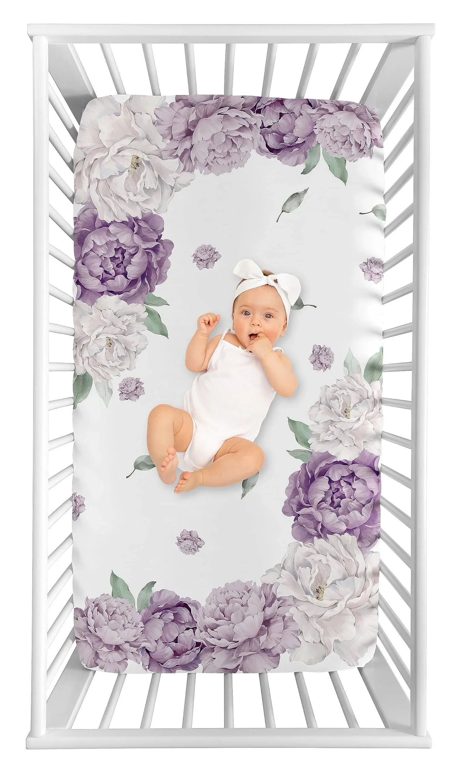 Sweet Jojo Designs Lavender Purple Boho Shabby Chic Floral Girl Photo Op Fitted ...