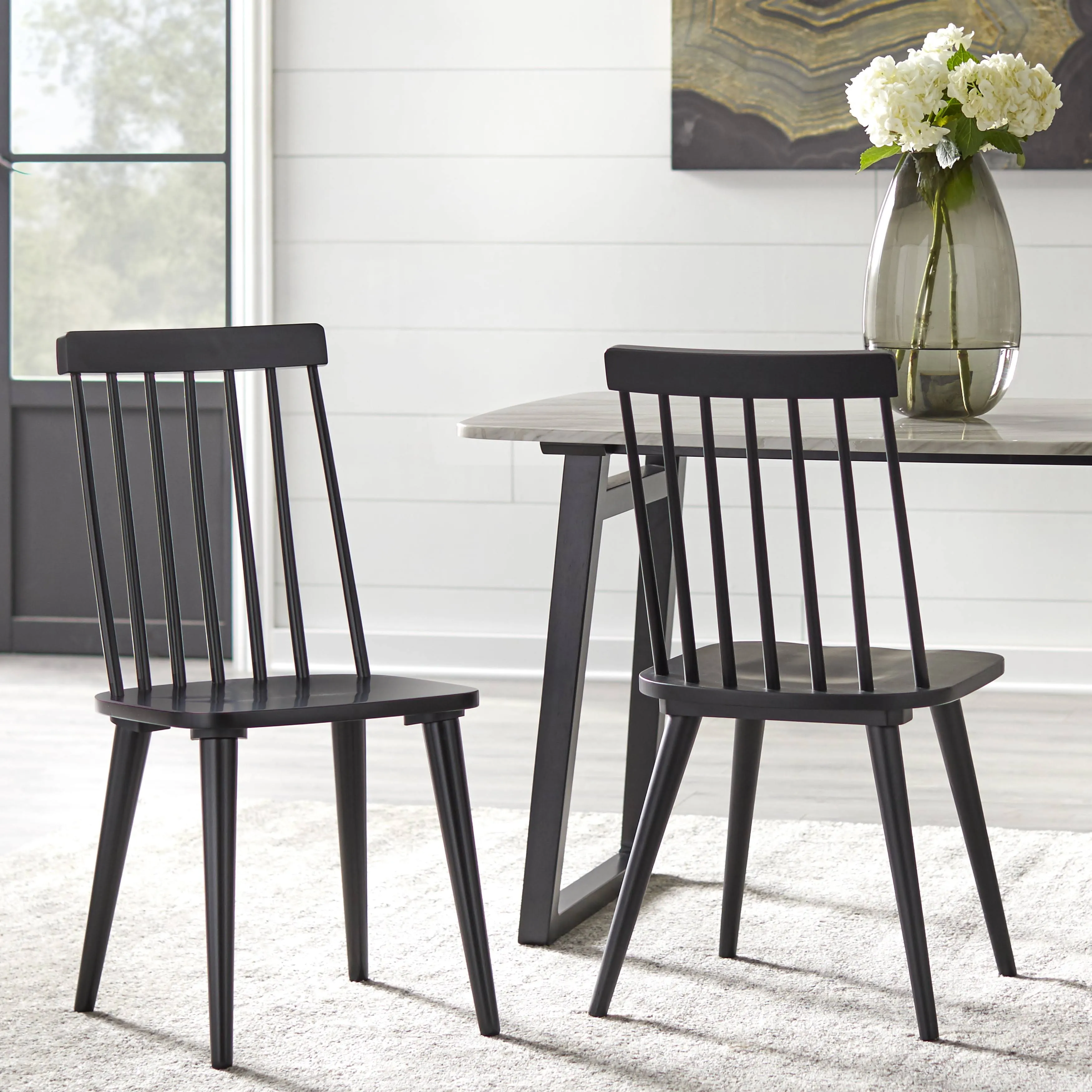 Lifestorey Lowry Solid Wood Spindle Dining Chairs (Set of 2)