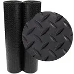 Rubber-Cal Diamond Plate Rubber Flooring Rolls, 3mm x 4ft x 15ft Rolls, Black