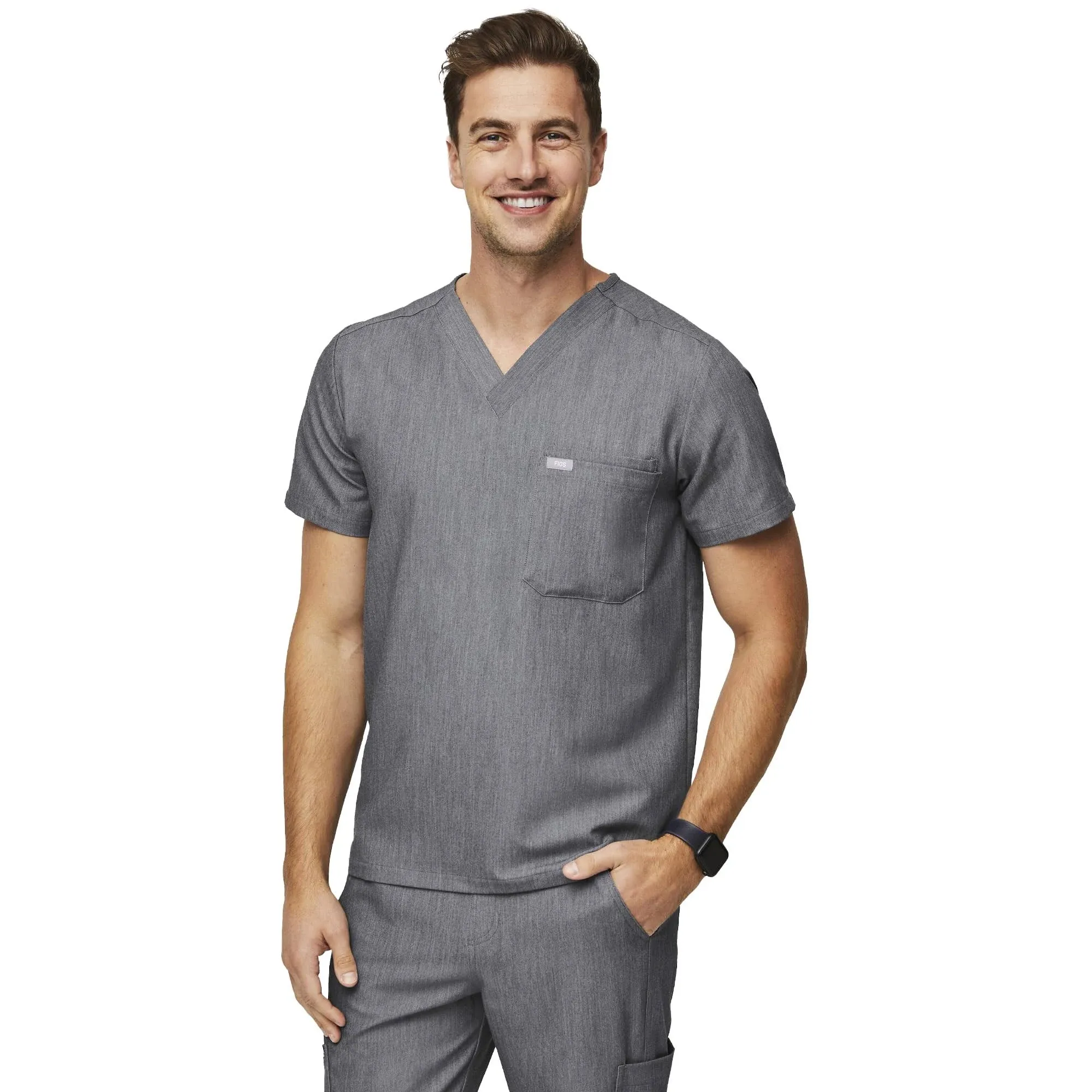 Figs men’s Leon 3 pocket scrub top graphite XS