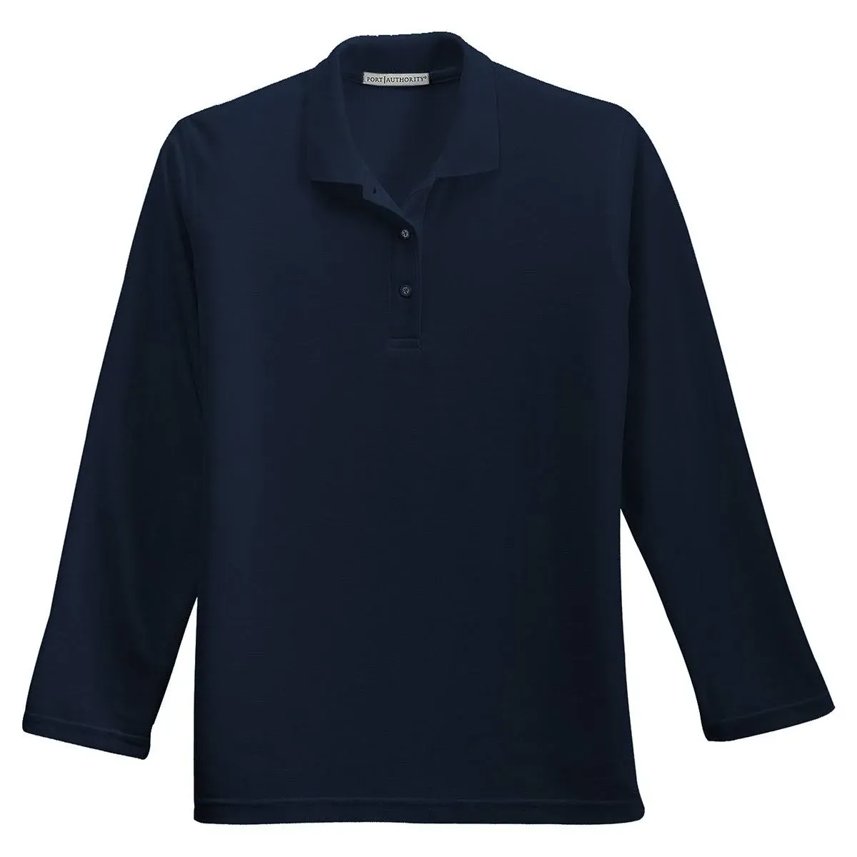 Port Authority L500LS Ladies Silk Touch Long Sleeve Polo - Navy - S