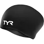 TYR Sport Long Hair Silicone Swim Cap - Black