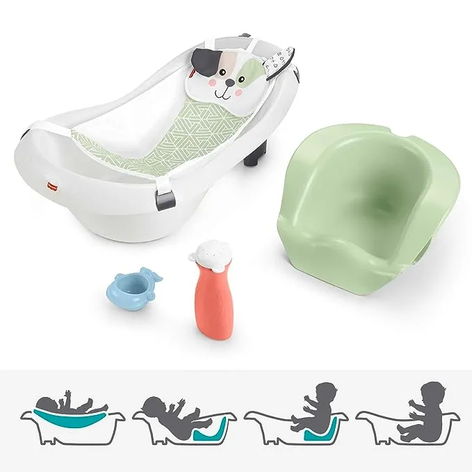 Fisher-Price 4-in-1 Sling 'N Seat, Baby Bath Tub for Newborn to Toddler, Summer Blossoms