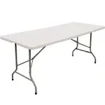 6&#039; Plastic Table Fold-in-Half Picnic Utility Table w/ Handle Multipurpose White