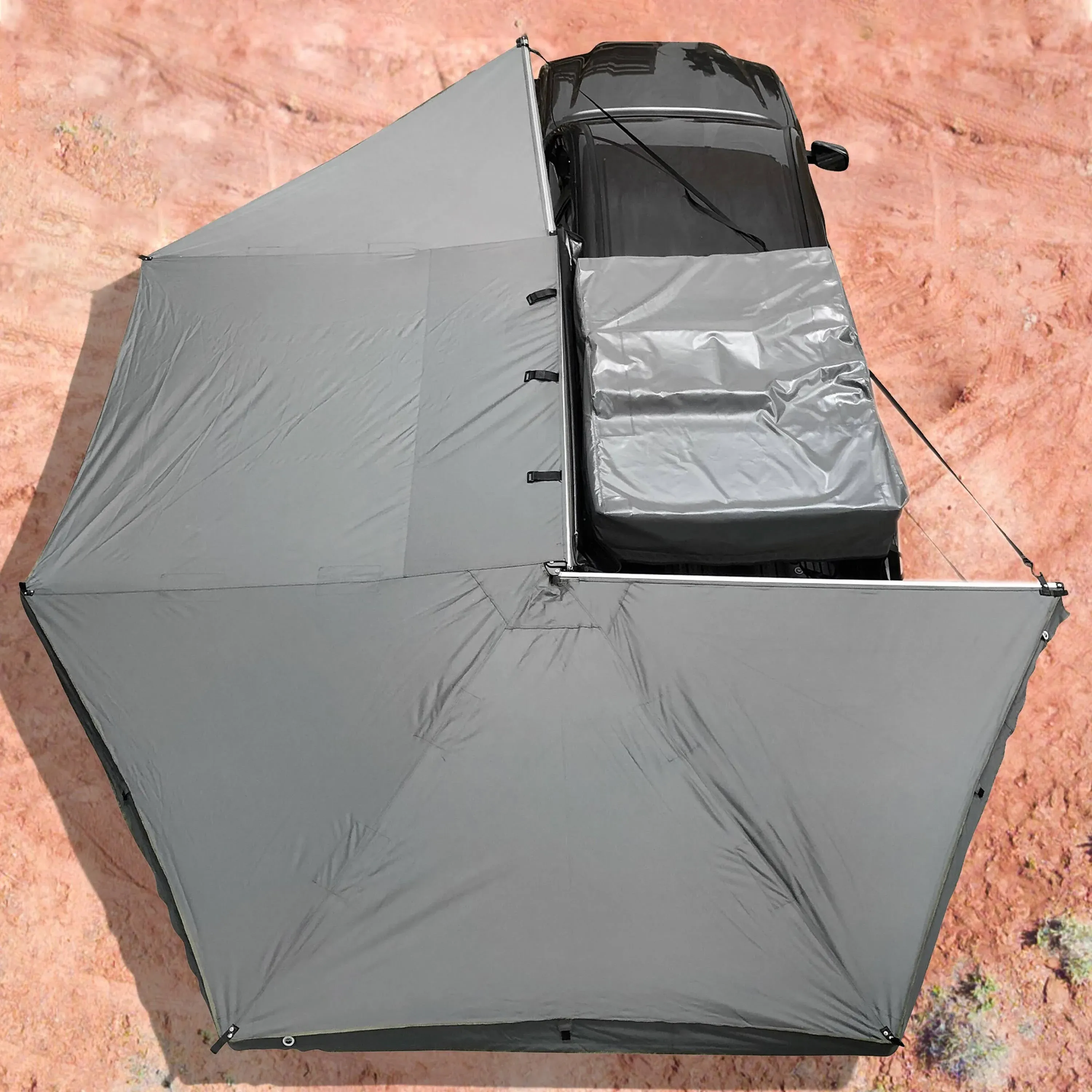 Overland Vehicle Systems Nomadic Awning 270 Driver Side - Dark Gray with Black Cover