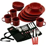 Coleman 24-Piece Speckled Enamelware Cook Set - Red