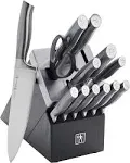 HENCKELS Graphite 14-pc Self-Sharpening Knife Set with Block, Chef Knife, Paring Knife, Utility Knife, Bread Knife, Steak Knife, Black, Stainless Steel