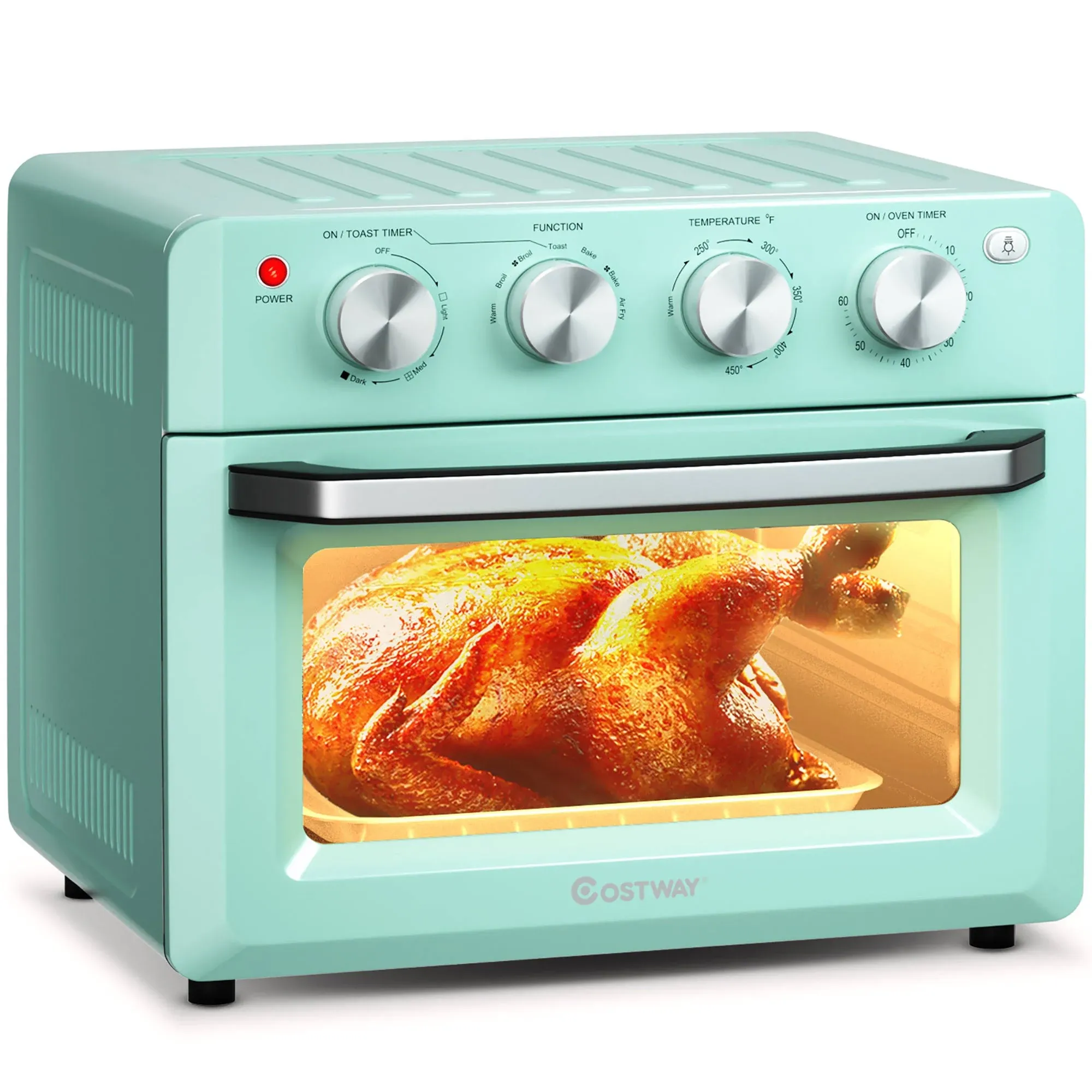 Costway Air Fryers 19 qt Toaster Oven Adjustable Thermostat Steel Mint Green