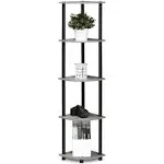 Furinno Turn-N-Tube 4-Tier Corner Display Rack Multipurpose Shelving Unit, French Oak Grey/Black