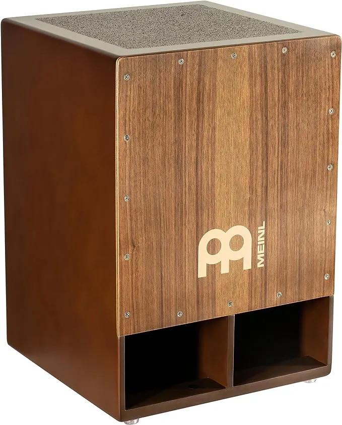 Meinl Percussion Jumbo Bass Subwoofer Cajon Instrument - Big Drum Box with 2 Forward Projecting Sound Ports - Playing Surface Walnut (SUBCAJ5WN)