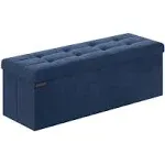 15" x 43" x 15" Foldable Storage Ottoman Bench Midnight Blue