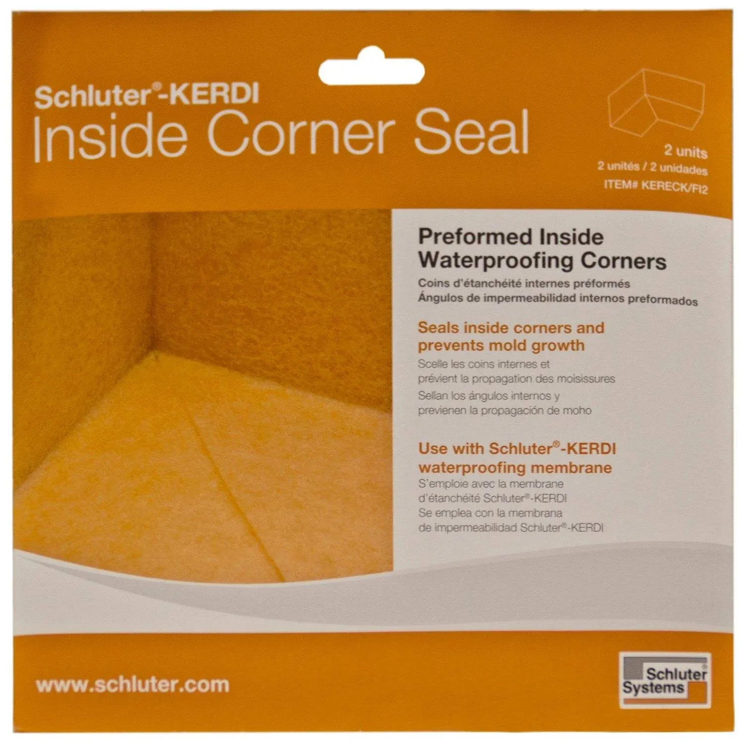 Schluter KERDI-KERECK-F - 4 mil Thickness - Inside Waterproofing Corner - Qty: 2