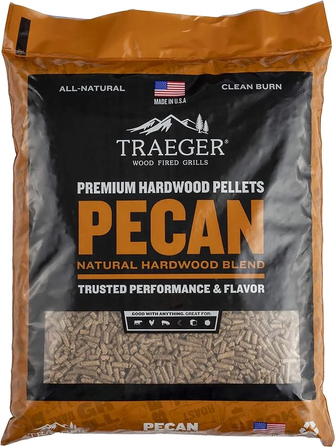 Traeger Grills Pecan 100% All-Natural Wood Pellets for Smokers and Pellet Grills, BBQ, Bake, Roast, and Grill, 20 lb. Bag