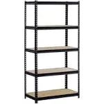 Muscle Rack 36"W x 18"D x 72"H 5-Tier Steel Shelving, Black, 4000 lbs. Capacity