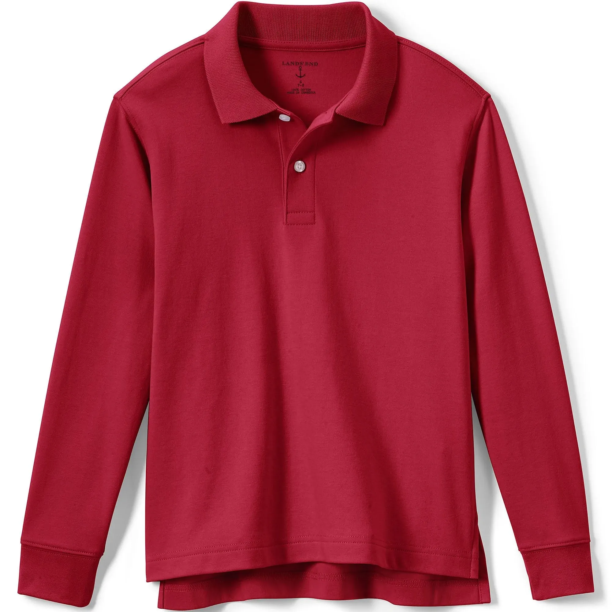 Lands' End School Uniform Kids Long Sleeve Interlock Polo Shirt