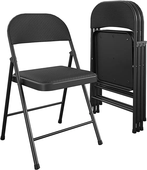 CoscoProducts COSCO SmartFold® Fabric Folding Chair, 4-Pack, Black