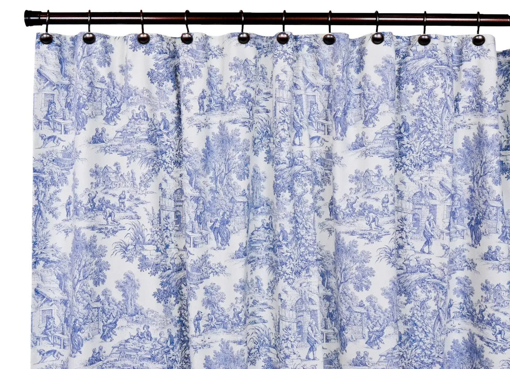 Victoria Park Toile Bathroom Shower Curtain, Blue