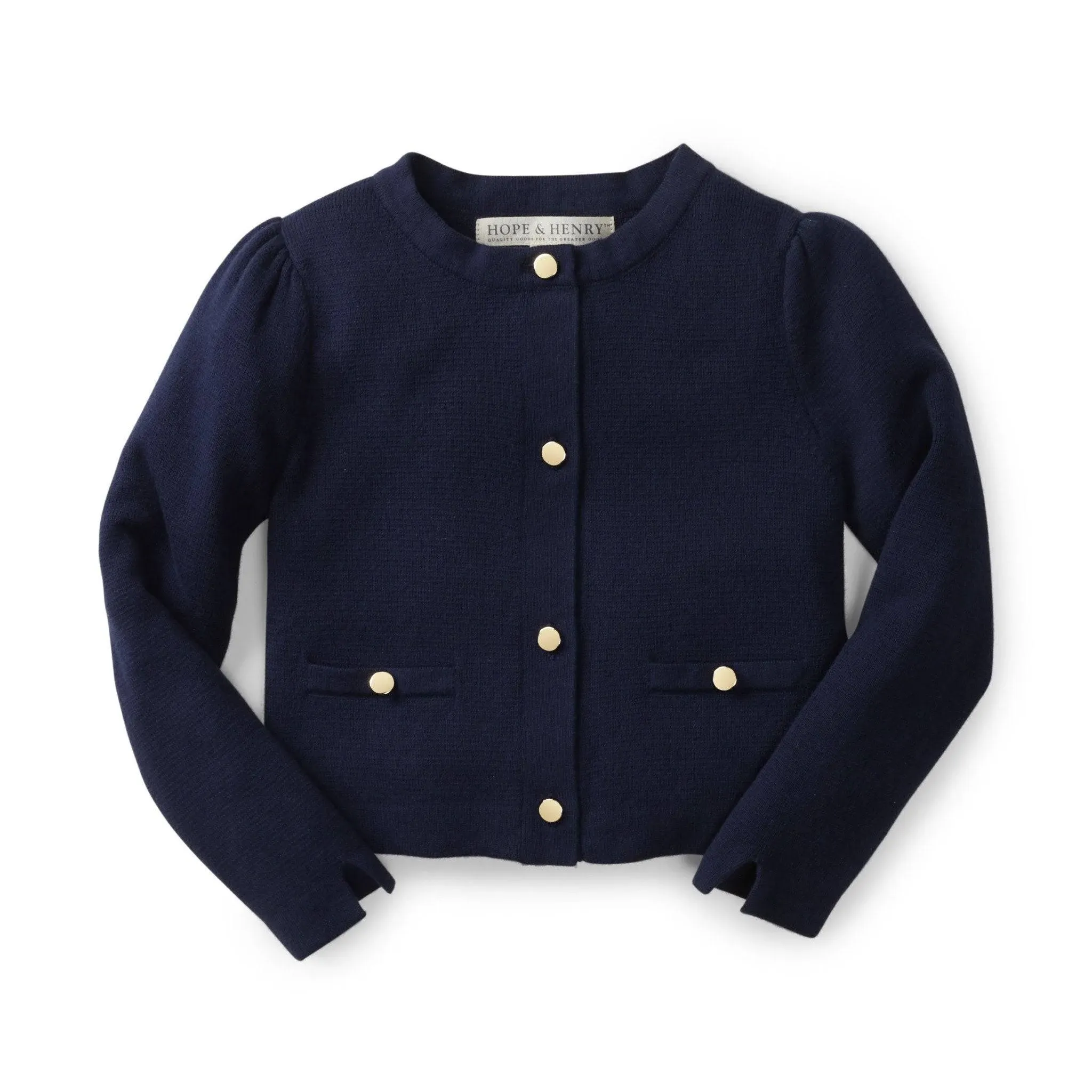 Hope & Henry Girls' Milano Stitch Cardigan, Kids - Navy