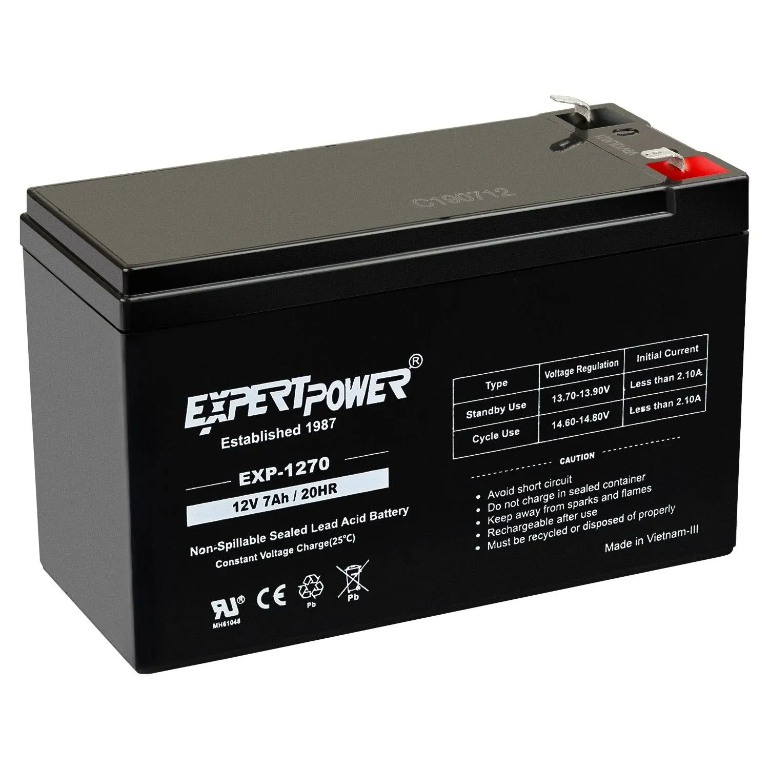 ExpertPower 12V 7 Amp EXP1270 Rechargeable Lead Acid Battery