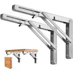 Storystore Folding Shelf Brackets - Heavy Duty Stainless Steel Collapsible Shelf Bracket for Bench Table, Space Saving DIY Bracket, Max Load: 550lb