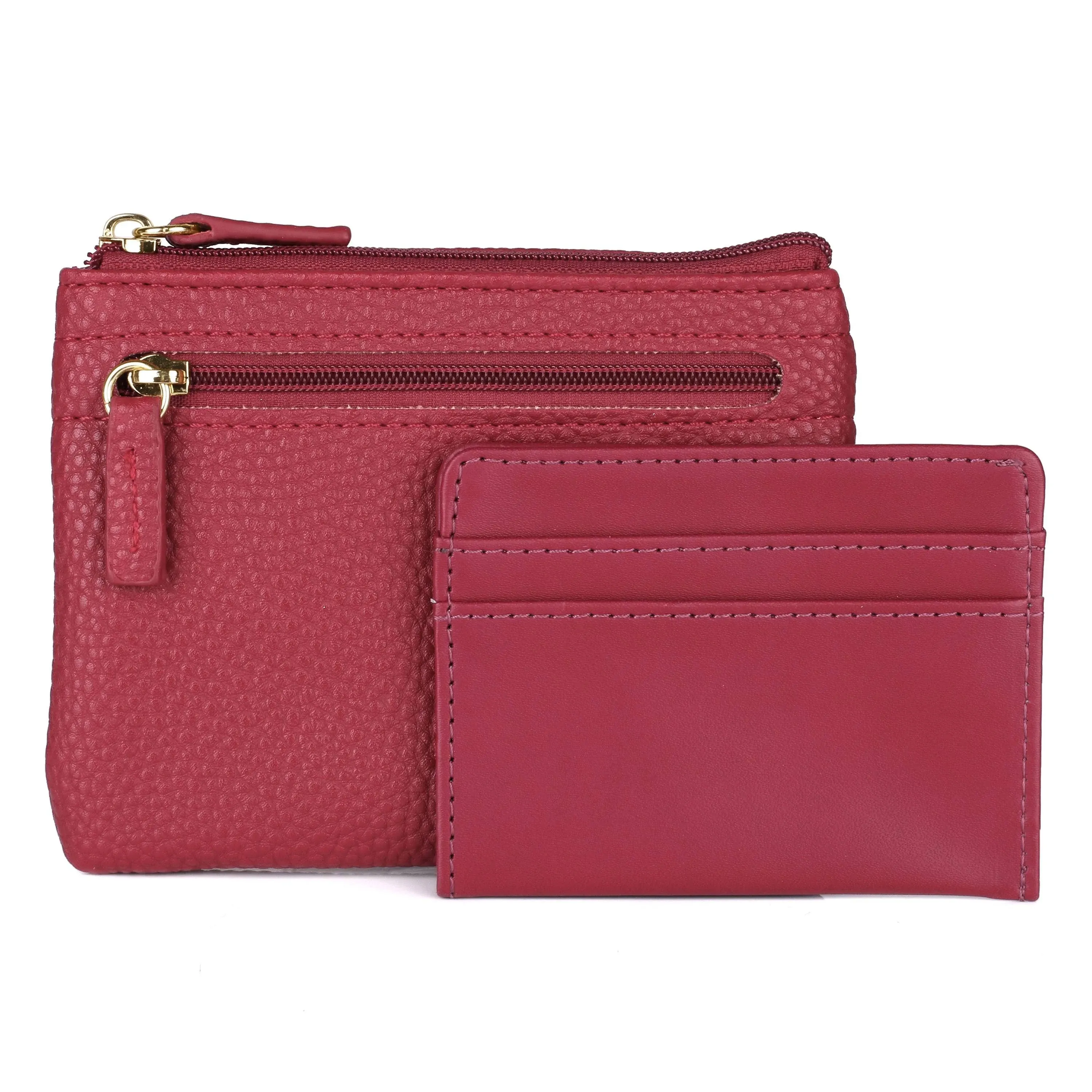 Julia Buxton Pebble RFID Pik-Me-Up Large ID Coin/Card Case Red