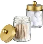 Amolliar Direct Apothecary Jars Bathroom Storage Organizer -Countertop Storage Organizer Canister Jar - Cute Qtip Dispenser Holder Glass with Lid- for Cotton Swabs,B