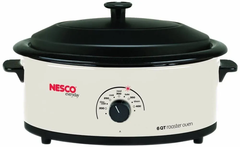 Nesco 6 Qt. Ivory Roaster With Porcelain Cookwell, White