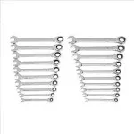 Wrench Set: 20 Pc, Inch & Metric Polished Chrome Finish