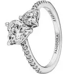 Pandora Double Heart Sparkling Ring