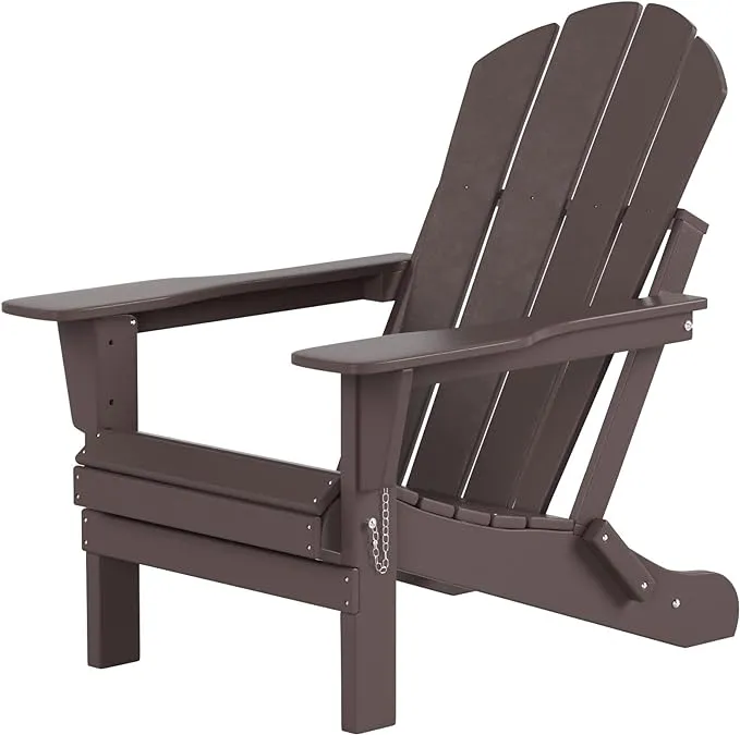 WestinTrends Outdoor Patio Folding Poly Adirondack Chair Dark Brown