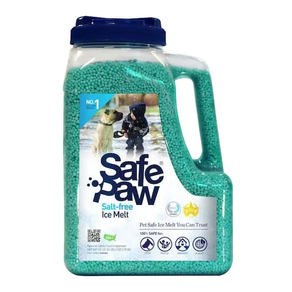 Safe Paw, Dog/Child/Plant Pet Safe Ice Melt with Traction Agent, 8lb, 100% Salt-Free/Chloride-Free, Non-Toxic, Fast Acting, Lasts 3X LongerSafe Paw, Dog/Child/Plant Pet Safe Ice Melt with Traction A…