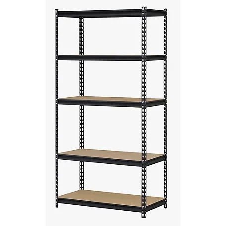 Muscle Rack 36"W x 18"D 72"H Five-Shelf Steel Shelving Black