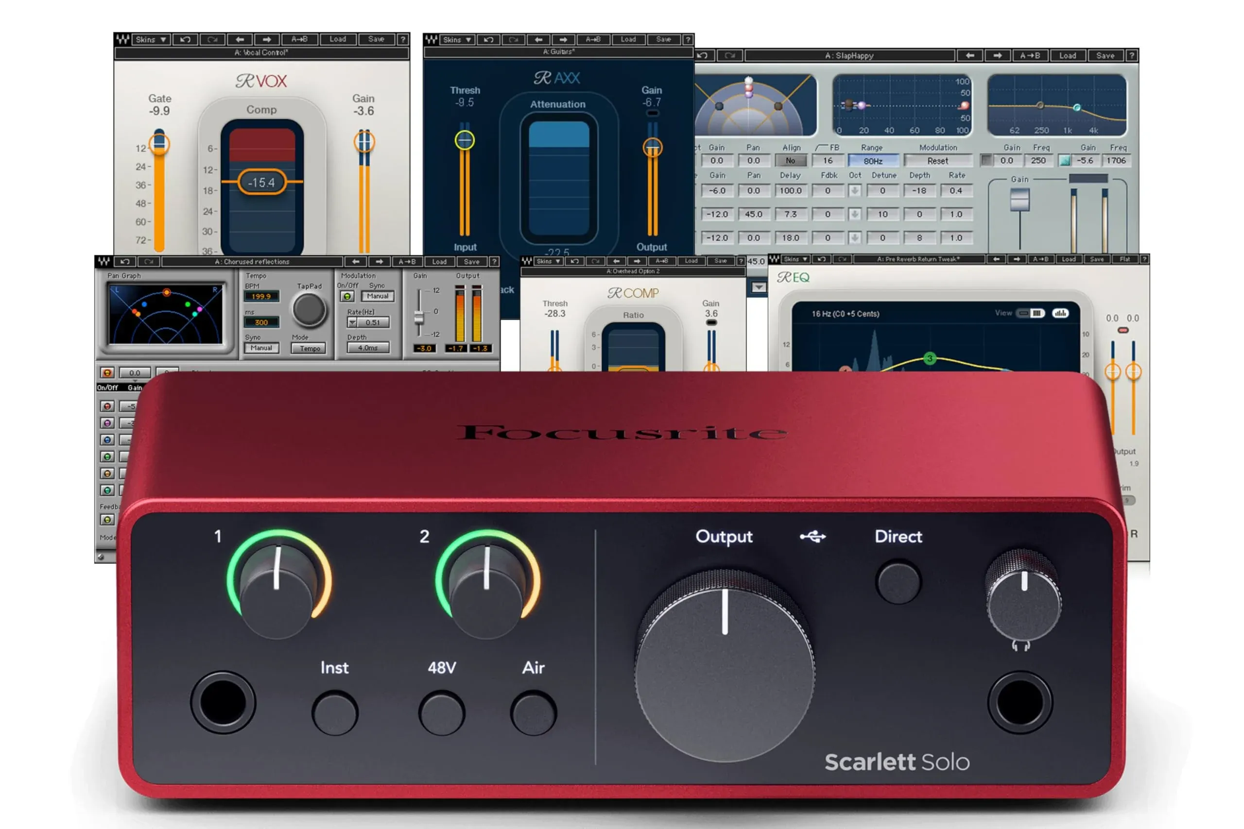 AudioDeluxe Focusrite Scarlett Solo (4th Gen) USB Audio Interface and Waves musicians 2 Bundle