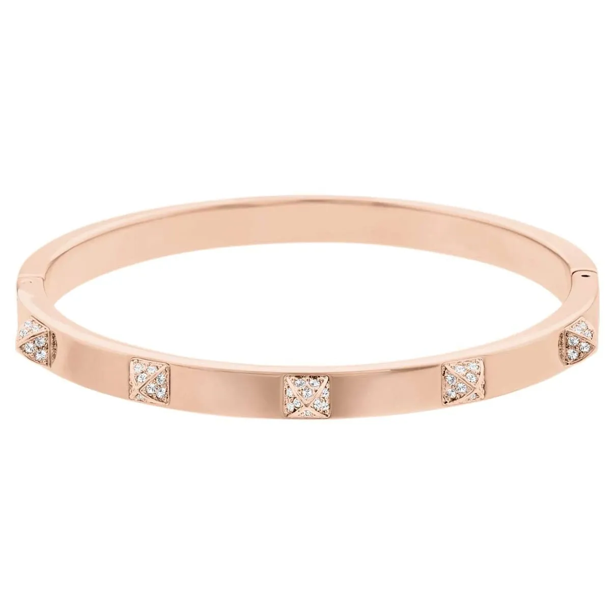 Swarovski Tactic Rose Gold Tone Bangle With White Crystal 5098368 For Women