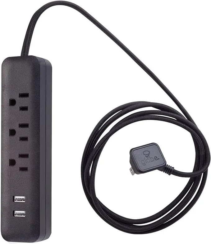 Globe Electric Watt Designer Series 6-ft 3-Outlet USB Surge Protector Power Strip(Black)