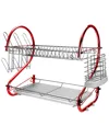 MegaChef 16 Inch Two Shelf Iron Wire Dish Rack in Red