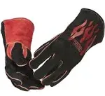 Lincoln Electric Traditional MIG/Stick Welding Gloves | 14" Lined Leather | Kevlar Stitching | K2979-ALL, Black, Red