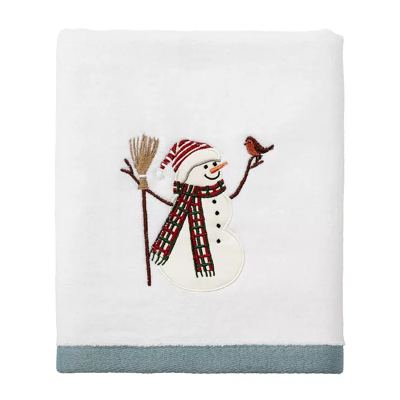 Avanti Snowman Park Hand Towel, White