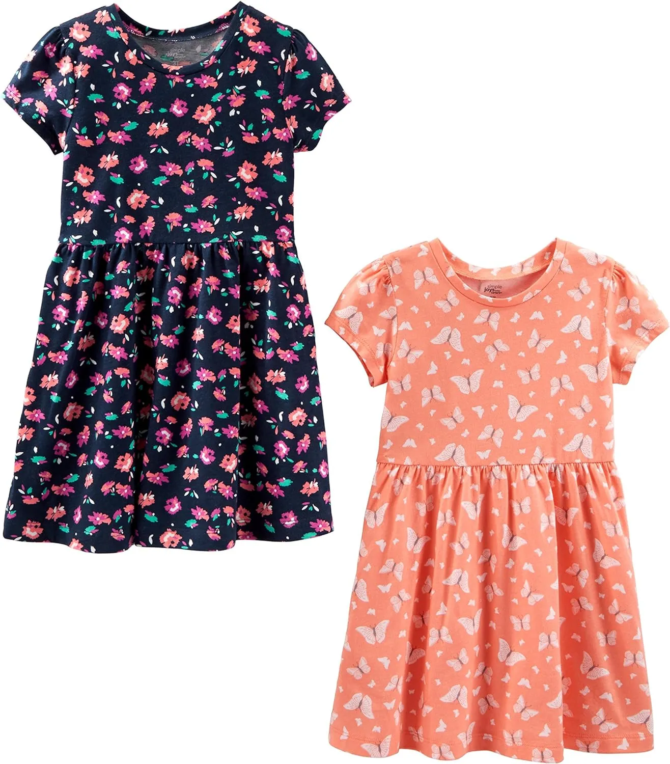 Simple Joys by Carter's Girls' Short-Sleeve and Sleeveless Dress Sets, Pack of 2