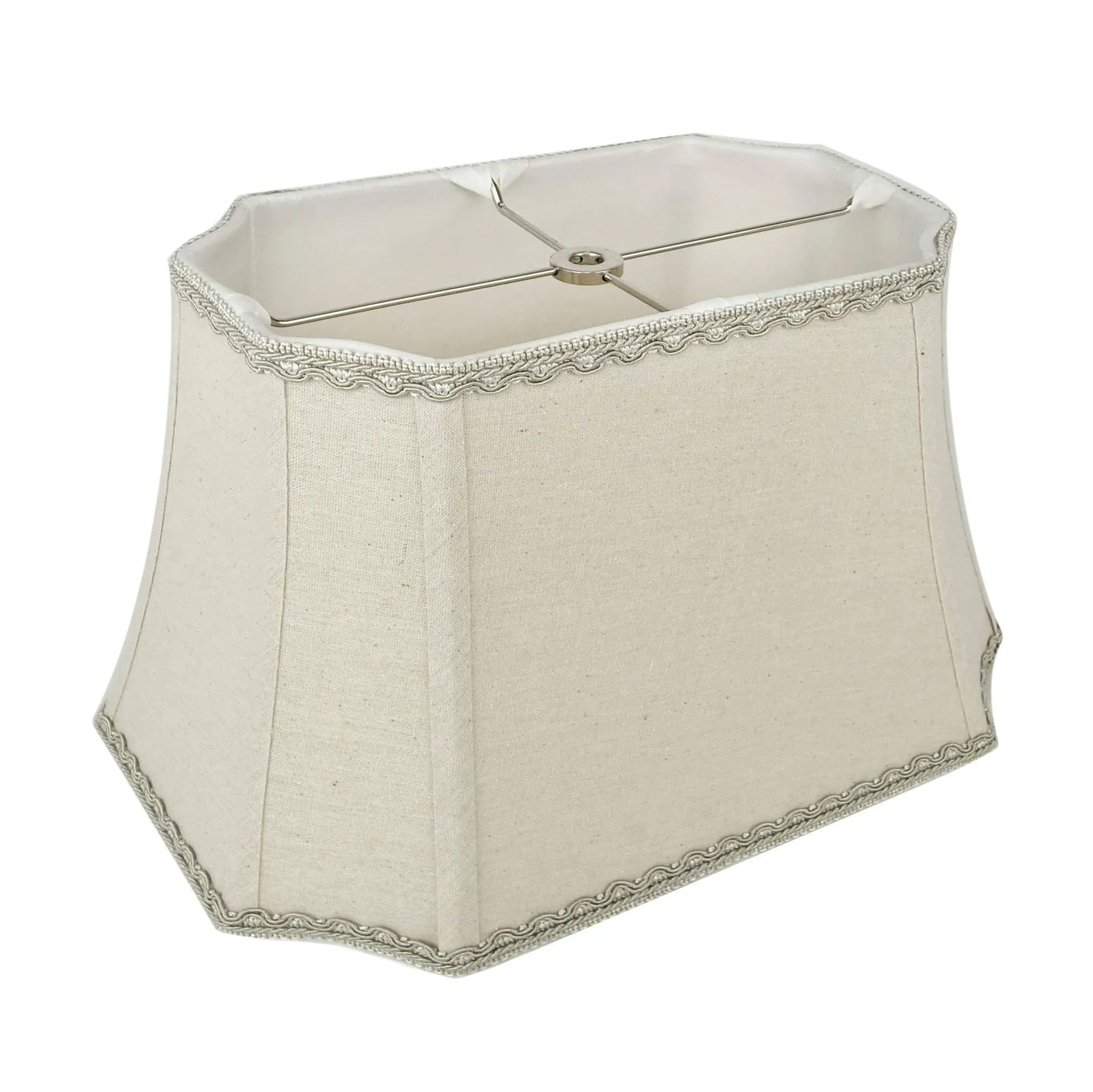 Cut Corner Linen Lampshade with Lace Trim (Spider) (Rectangular)