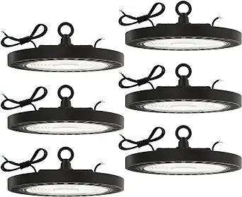 Sunco 6 Pack UFO LED High Bay Light, Lighting for Warehouse, 5000K Daylight, 150W, 21000 LM, 100-277V, Dimmable 0-10V, IP65 Waterproof, Super Bright, UL