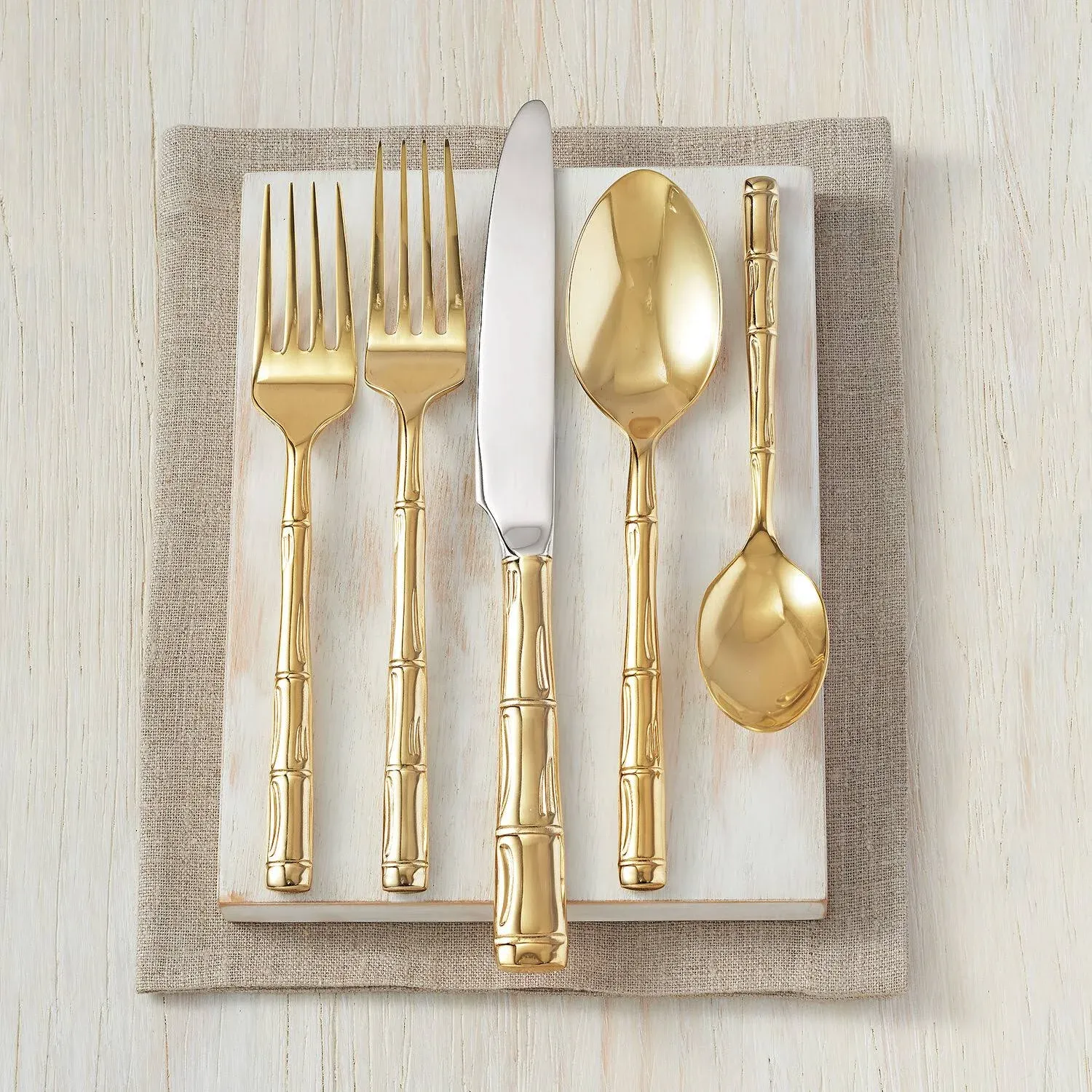 Wallace 20-Piece Gold Bamboo Flatware Set