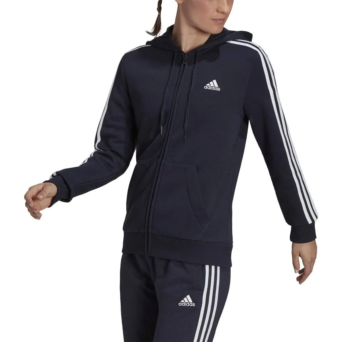 Adidas Women's Essentials Fleece 3-Stripes Full-Zip Hoodie