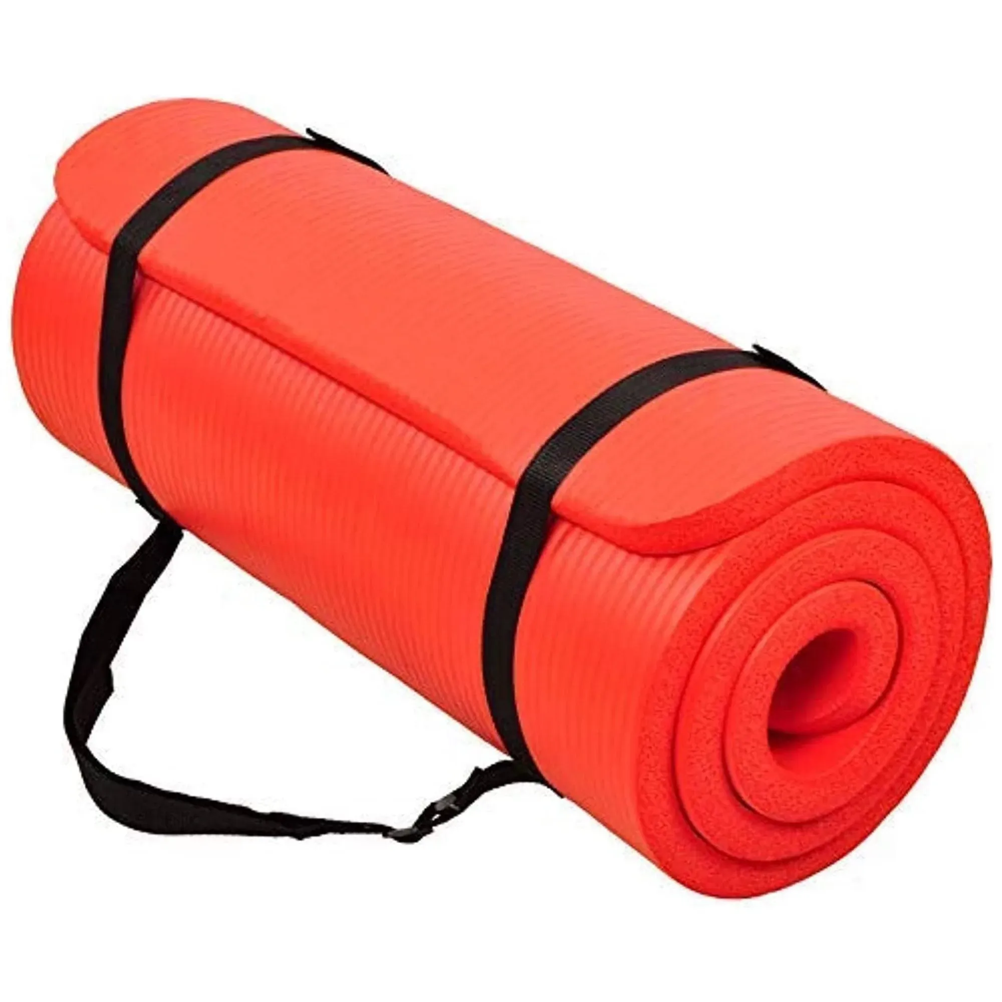 BalanceFrom GoCloud All-Purpose 1-Inch Extra Thick High Density Anti-Tear Exercise Yoga Mat with Carrying Strap (Red)