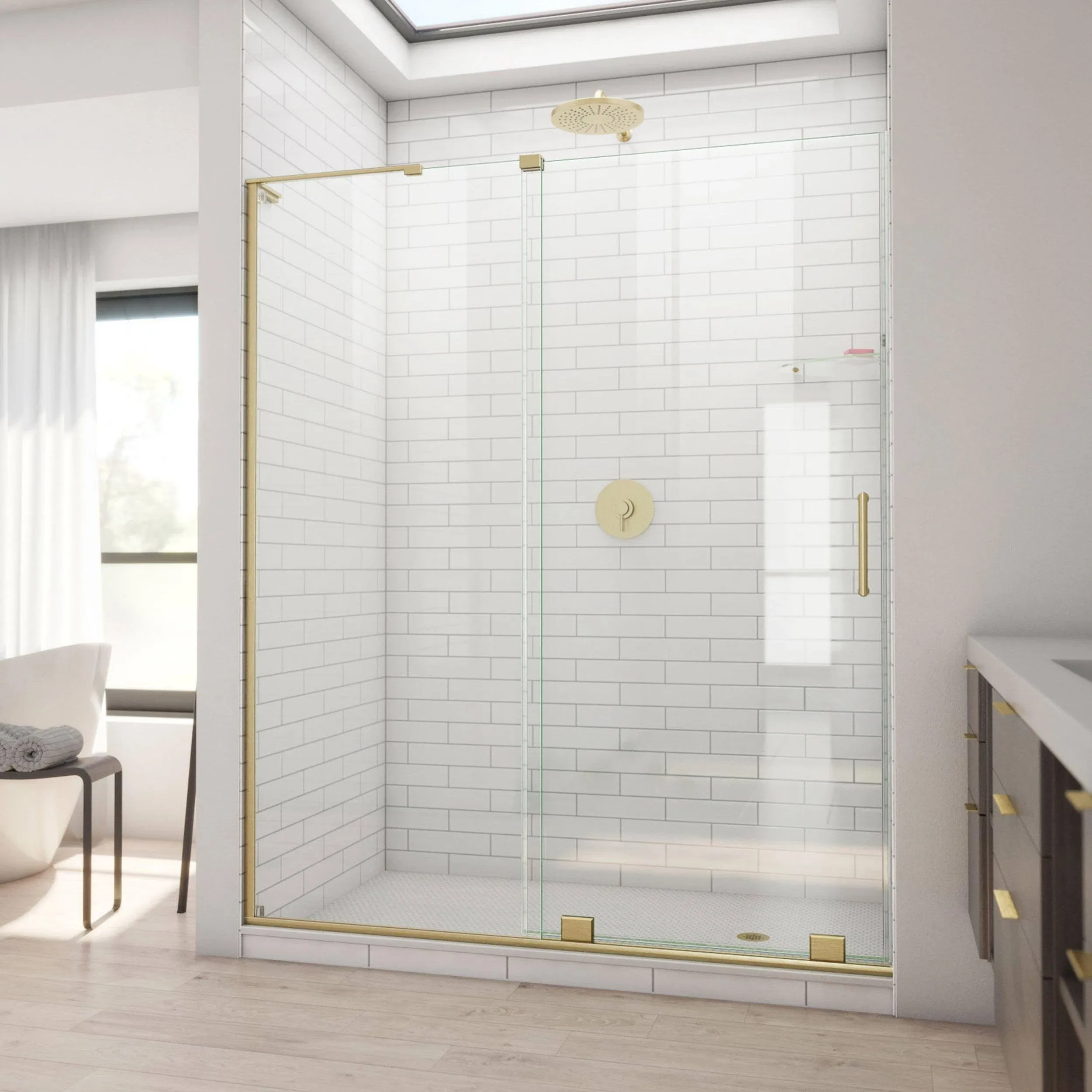 Mirage Brushed Gold Semi Frameless  Shower Door