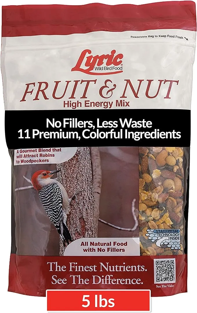 Lyric Fruit & Nut Wild Bird Seed, High Energy Wild Bird Food Mix - 5 lb. Bag