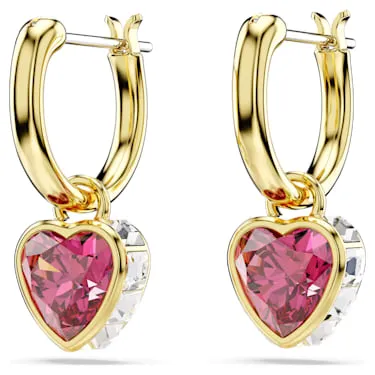 Swarovski Chroma Gold Red Heart Drop Earrings